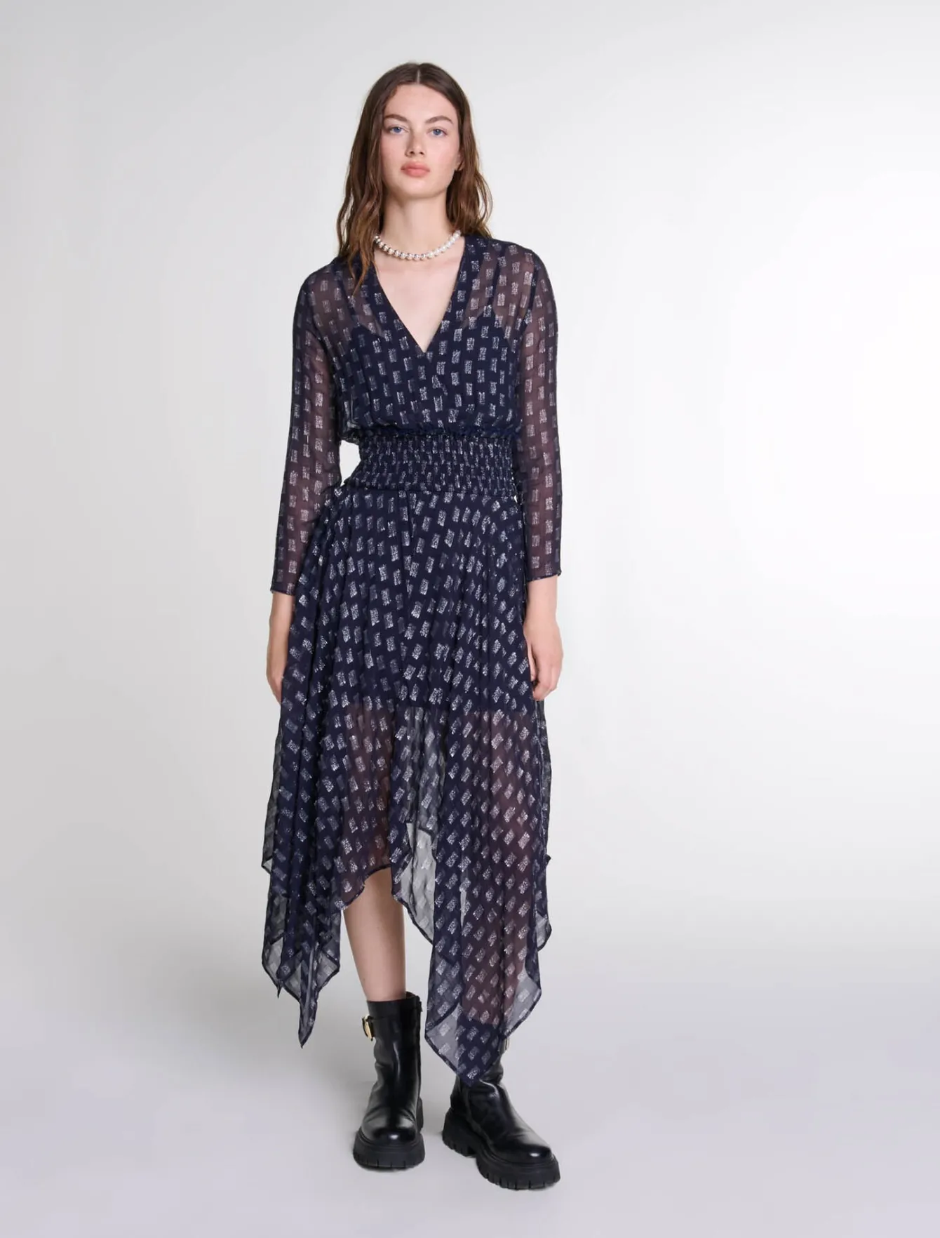 Maje Robes Longues | Robes^Robe longue asymétrique imprimé fleurs