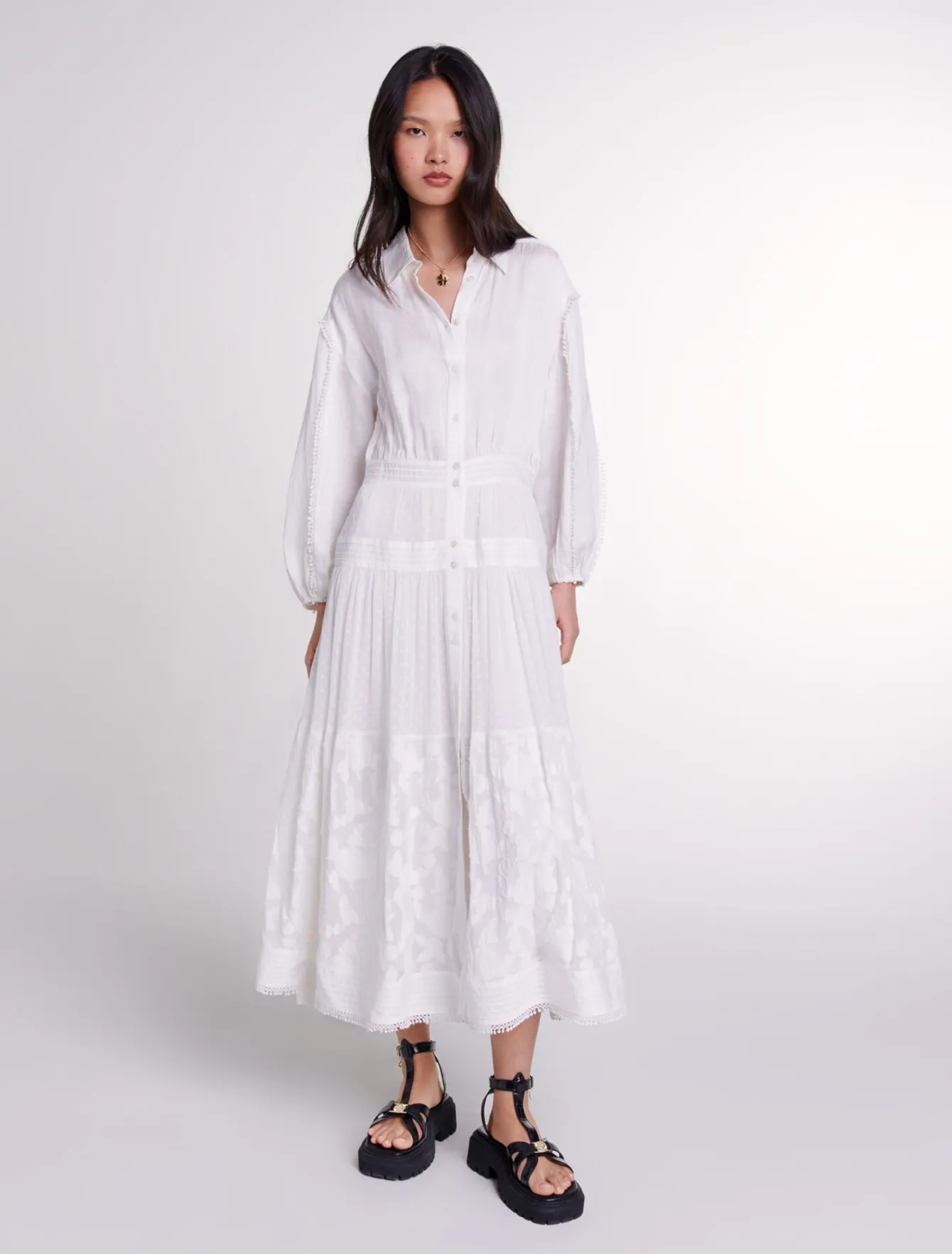 Maje Robes Blanches | Robes Longues^Robe longue en patchwork de coton