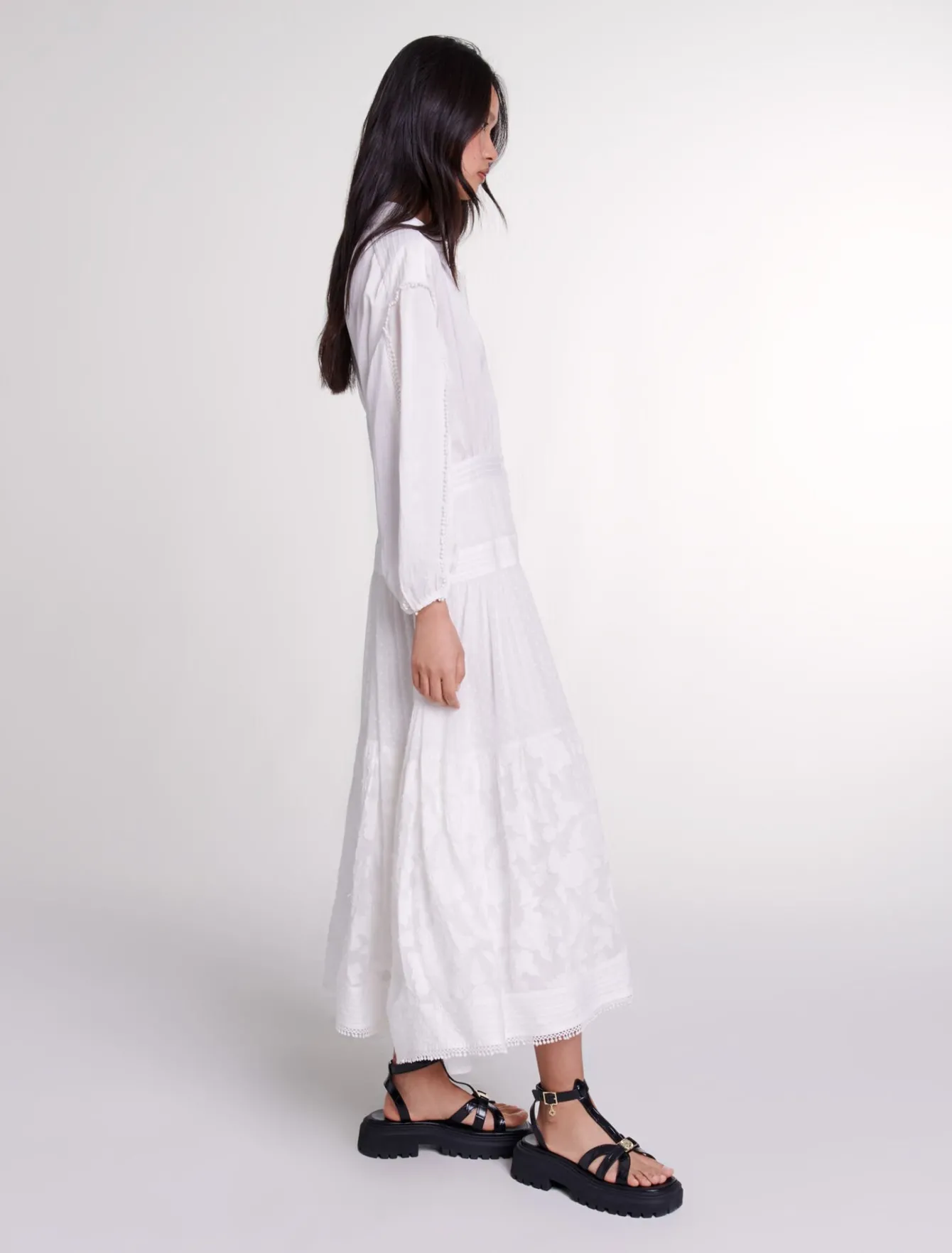 Maje Robes Blanches | Robes Longues^Robe longue en patchwork de coton