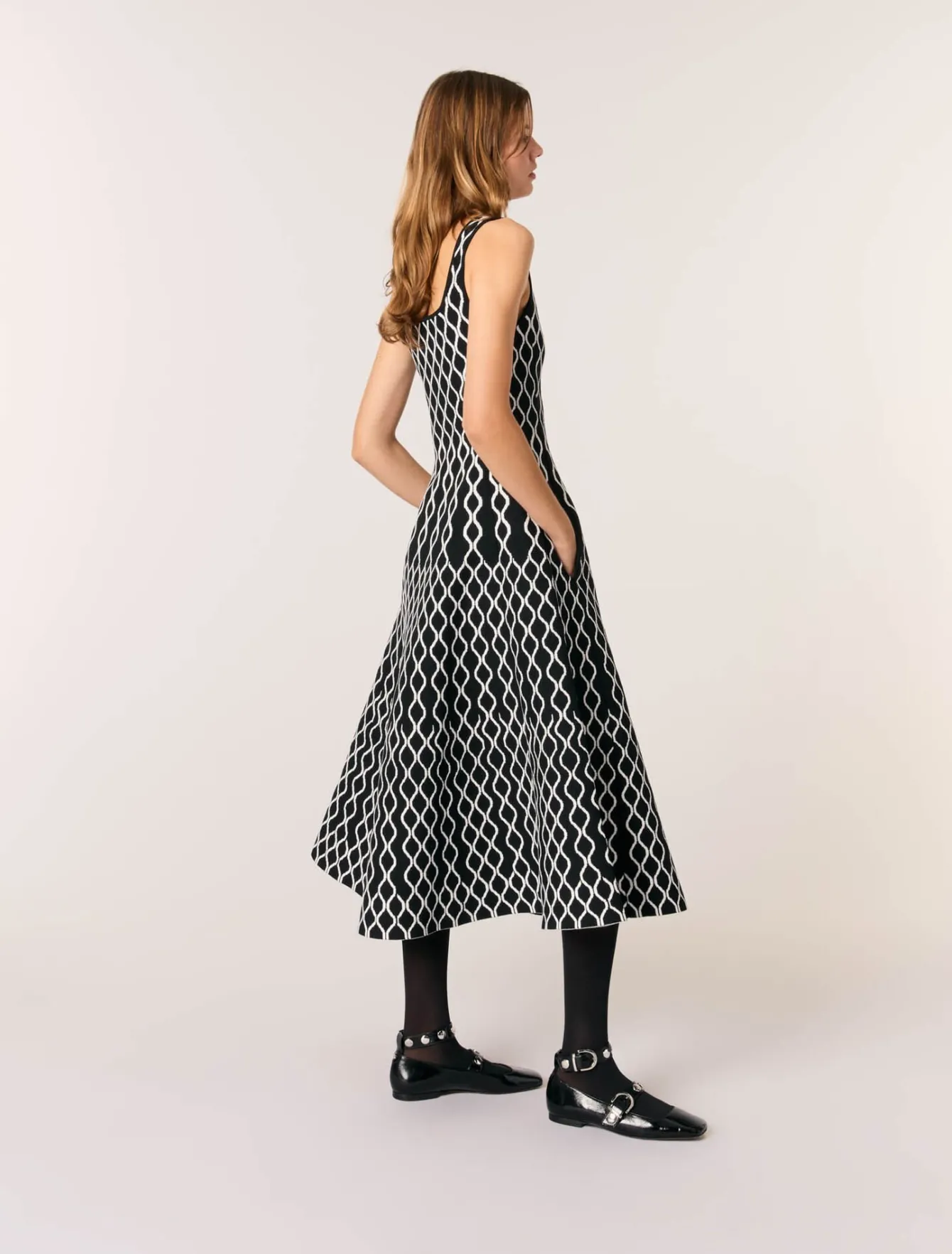 Maje Robes Longues | Robes^Robe midi en maille jacquard