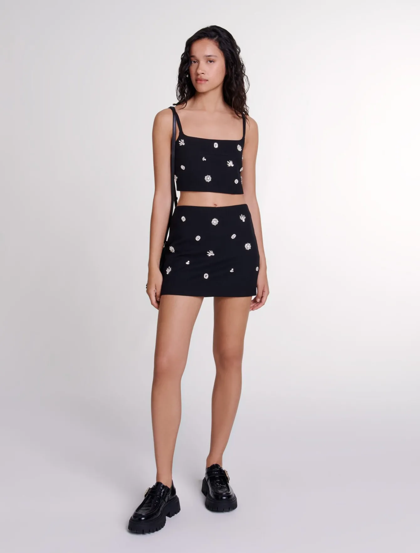 Maje Jupes & Shorts^Short trompe l'œil à strass