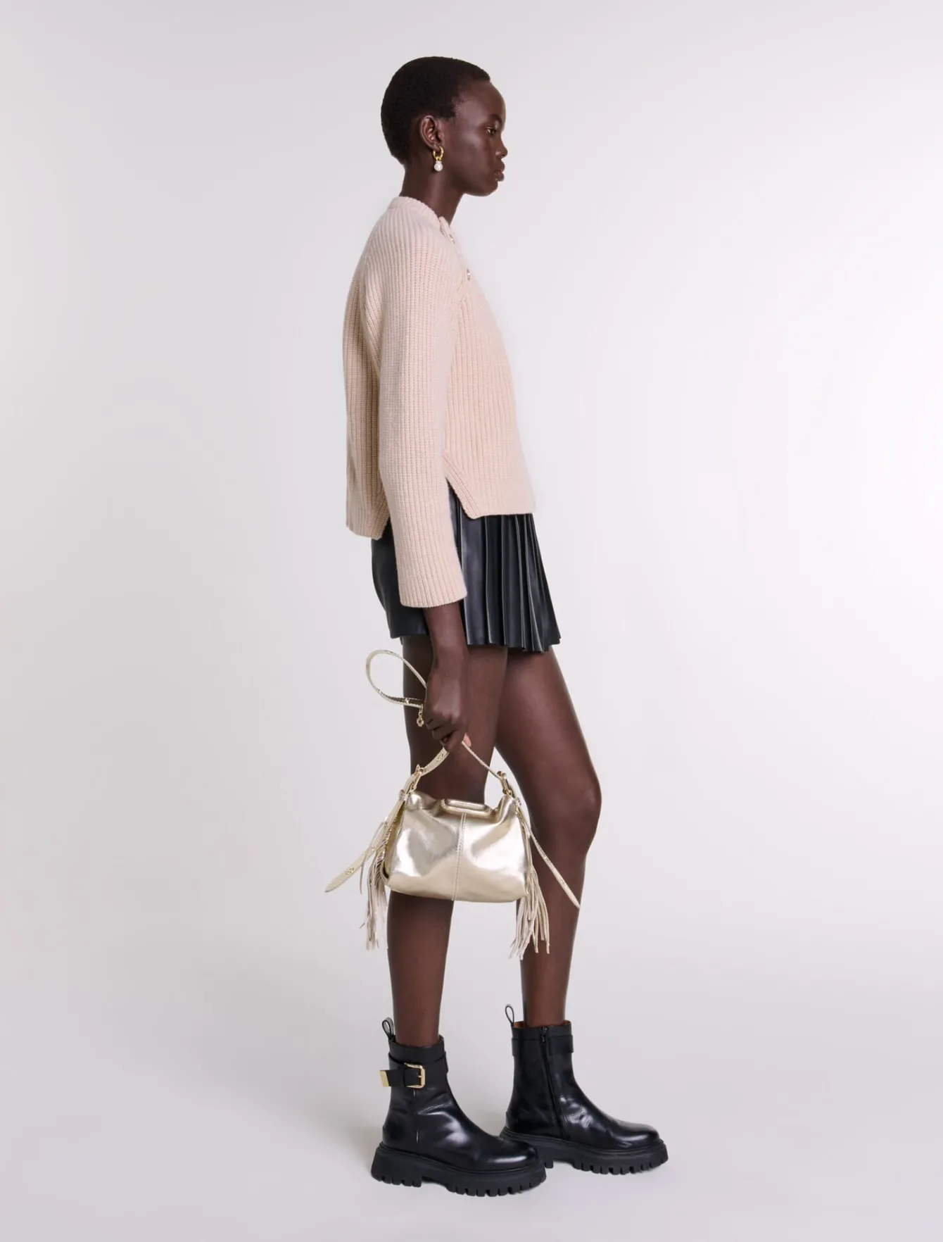 Maje Jupes & Shorts^Short trompe l'œil en cuir